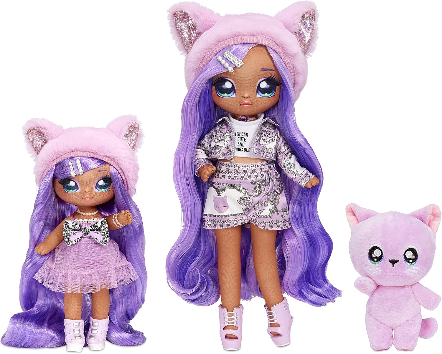 Набор кукол Na! Na! Na! Surprise Family Lavender Kitty: Марго, Софи и кот Бису